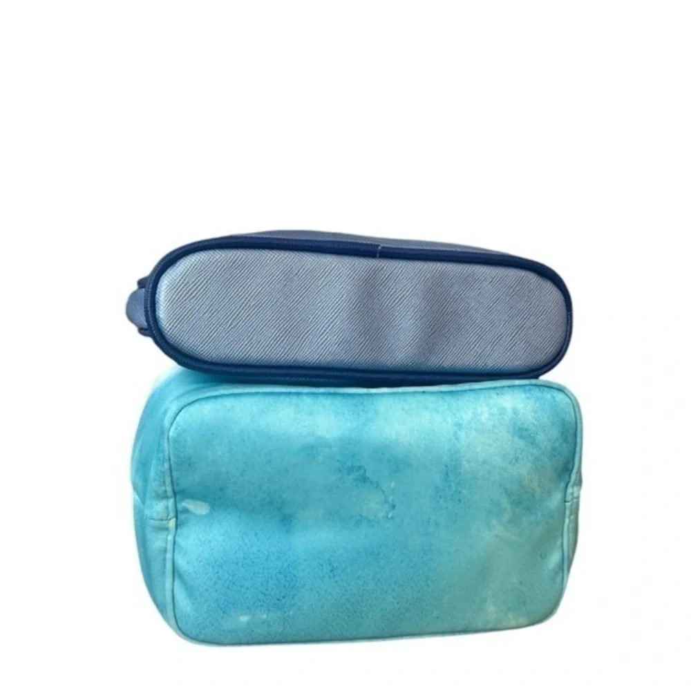 NEW La‎ Mer Blue Cosmetic Drawstring Zip Bags X 2 Bundle